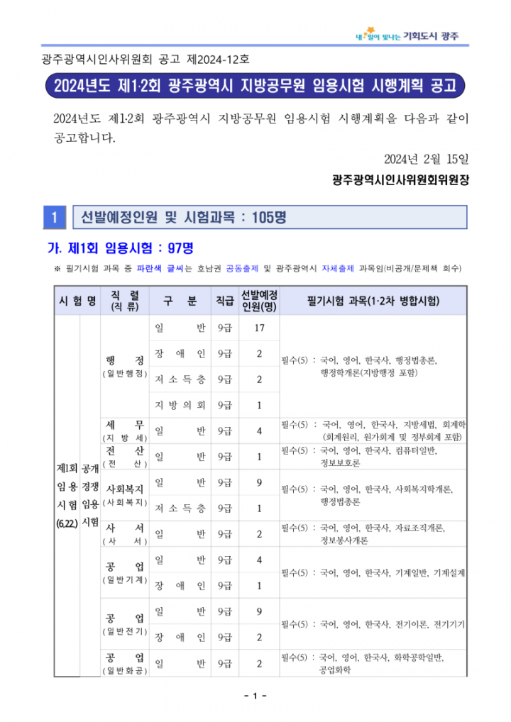 ★2024년도 제1·2회 광주광역시 지방공무원 임용시험(7·9급 등) 시행계획 공고_1.png